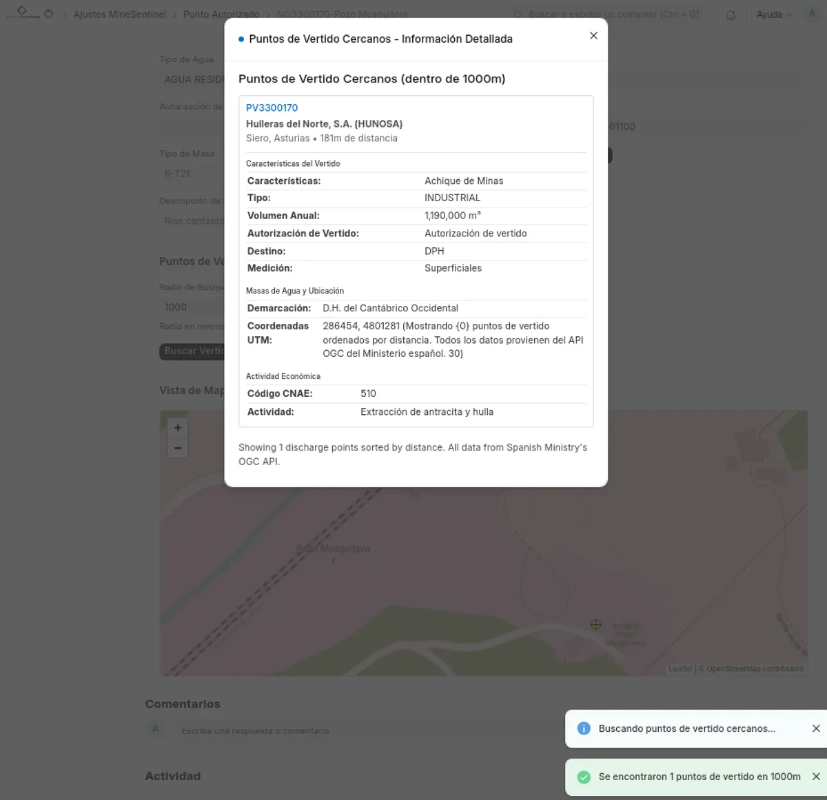 MineSentinel Public API Integration - Discharge Points