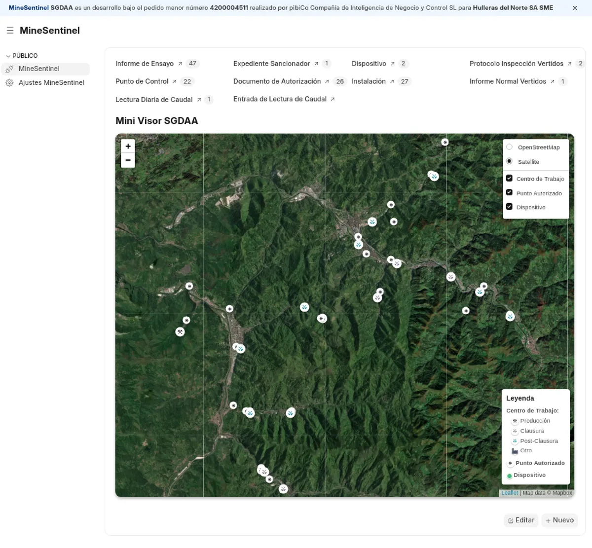 MineSentinel Platform - Map View